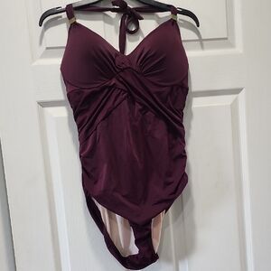 Victoria's Secret Plum/Burgundy 12C Halter One-Piece Swimsuit